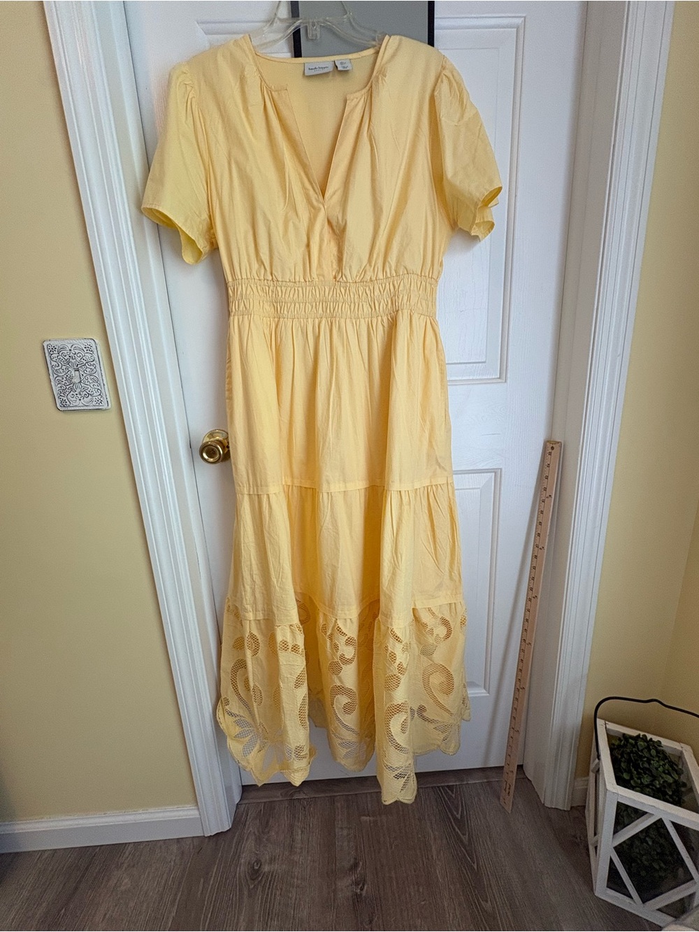 Yellow Tiered Eyelet Hem Dress - Haute Hippie